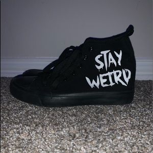 Black stay weird Austin converse like shoes